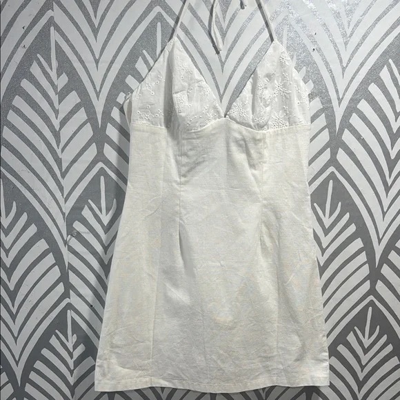 White Mini Dress with Spaghetti Straps - Picture 1 of 5
